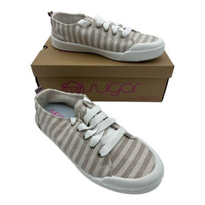 Sugar Womens Festival Sneakers Shoes Beige QSG068 Stripe Textile 8.5M New